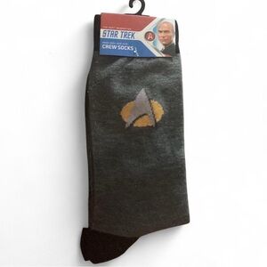 Star Trek Men's Gray Crew Socks with Gold Emblem